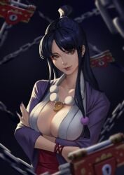 1girls arms_under_breasts black_hair female female_only fully_clothed gyakuten_saiban huge_breasts large_breasts maya_fey mia_fey necklace phamoz solo tagme