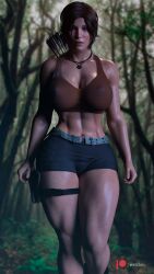 3d 3d_(artwork) abs archer arrows ass athletic_female belt big_ass big_breasts big_butt big_thighs breasts brown_eyes brown_hair bubble_ass bubble_butt busty cga3d cropped_legs curvy cute dark_brown_hair erotichris female fit_female forest front_view gun_holster holster hourglass_figure huge_breasts huge_thighs human hyper_thighs lara_croft lara_croft_(survivor) large_breasts large_thighs matching_hair/eyes muscular_thighs navel_piercing necklace pawg pose posing quiver shorts solo sweat thick thick_ass thick_thighs thigh_holster thigh_strap thighs tomb_raider wide_hips