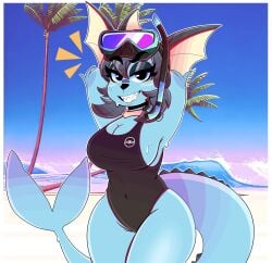 anthro beach big_breasts breasts eeveelution pokémon_(species) pokemon pokemon_(species) swimsuit tagme vaporeon wireless_shiba