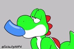 3:2 ambiguous_gender animated anthro digital_media_(artwork) dinosaur duo fellatio gif goldeneyensfw green_yoshi male male/ambiguous male_only mario_(series) nintendo oral oral_penetration penetration penile reptile saddle scalie sex short_playtime submissive submissive_male thrusting video_games yoshi yoshi_(character)