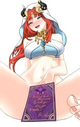 blue_eyes censored embrace female_only genshin_impact middle_eastern middle_eastern_clothing middle_eastern_female nilou_(genshin_impact) persian_(iranian) persian_clothing persian_female red_hair redhead tagme