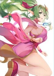 1girls absurdres aged_up alternate_costume ass bare_legs big_breasts breasts cleavage dress female female_only fire_emblem fire_emblem:_mystery_of_the_emblem fire_emblem:_shadow_dragon_and_the_blade_of_light fire_emblem_awakening fire_emblem_heroes green_eyes green_hair highres huge_ass jewelry kokouno_oyazi large_breasts legs long_hair looking_at_viewer looking_back nintendo official_alternate_costume open_mouth pink_dress pointy_ears ponytail short_dress sideboob smile solo thighs tiara tiki_(adult)_(fated_divinity)_(fire_emblem) tiki_(adult)_(fire_emblem) tiki_(fire_emblem) tiki_(young)_(fire_emblem) tiki_(young)_(fire_emblem)_(cosplay)