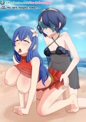 1futa 1girls ahe_gao all_fours alternate_costume alternate_hairstyle ancestor_and_descendant beach bikini blue_bikini blue_swimsuit breasts caeda_(fire_emblem) caeda_(summer)_(fire_emblem) clothed clothing duo female fire_emblem fire_emblem:_mystery_of_the_emblem fire_emblem:_shadow_dragon_and_the_blade_of_light fire_emblem_awakening fire_emblem_heroes futa_on_female futanari human incest large_breasts light-skinned_female light-skinned_futanari light_skin lucina_(fire_emblem) lucina_(summer)_(fire_emblem) marth_(fire_emblem_awakening) mask mostly_clothed mostly_nude nintendo nipples ocean official_alternate_costume official_alternate_hairstyle outdoors red_bikini red_swimsuit rolling_eyes see-through short_hair small_breasts swimsuit the_dark_mangaka tongue tongue_out