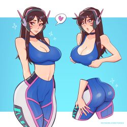 1girls alternate_breast_size ass belly_button big_ass big_breasts big_butt blizzard_entertainment breast_hold breasts brown_hair bubble_ass bubble_butt cameltoe choker cleavage curvy_body curvy_female curvy_figure d.va female female_only hana_song hands_behind_back hands_on_breasts headphones headset huge_ass huge_butt large_breasts lipstick midriff overwatch pants pink_eyes smile solo sports_bra thick_thighs tight_clothing tight_pants toksie voluptuous wide_hips