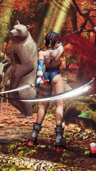 1girls 3d ass attack big_ass big_breasts black_hair blood blue_eyes breasts bubble_butt busty female female_only hi_res large_breasts leg_tattoo legs leotard samurai_shodown shiki_(samurai_shodown) short_hair sideboob snk tattoo thighs weapon