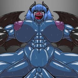 1futa abs allesey areolae balls big_penis blue_eyes blue_hair blue_skin breasts devil devil_horns devil_wings erection futa_only futadom futanari huge_breasts humanoid humanoid_penis low-angle_view muscular muscular_futanari nipples nude oppai oral_sex original_character penis pov solo sweat taker_pov toned tongue tongue_out