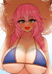 1girls big_breasts bikini breasts fate/extra fate/grand_order fate_(series) hi_res sweat tagme tamamo_no_mae_(fate) the_only_shoe