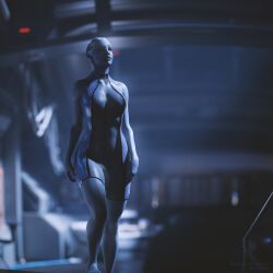 3d alien alien_girl asari athletic_female big_breasts breasts dress liara_t'soni magisteriumart mass_effect see-through