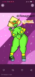 big_breasts bikini cartoon_network choker green_skin high_heels peridot_(steven_universe) steven_universe thick_thighs tonagyart