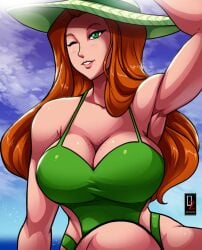 1girls armpits artist_name big_breasts breasts clothed_female clothing female female_focus female_only green_eyes hips large_ass large_breasts long_hair osmar-shotgun red_hair redhead sam_(totally_spies) smile solo solo_female thick thick_legs thick_thighs totally_spies voluptuous watermark wide_hips