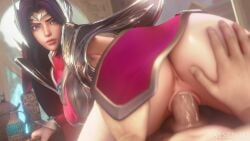 1boy 1girls 3d anus arm_support ass_grab big_ass bottomless creampie cum_in_pussy female irelia_xan league_of_legends league_of_legends:_wild_rift looking_back male penis pov reverse_cowgirl_position riot_games salsen3d sex vaginal_penetration