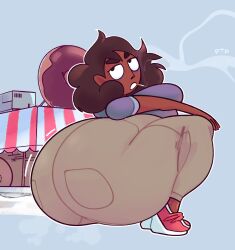 aged_up ass_focus black_hair bottom_heavy cartoon_network connie_maheswaran dark-skinned_female dark_skin female female_only huge_ass massive_ass puntthepoodle smoking sneakers steven_universe steven_universe_future thick_thighs