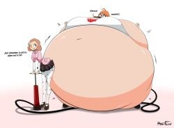 2girls about_to_burst about_to_explode about_to_pop air_inflation atlus belly_inflation body_inflation female female_only full_body_inflation glasses haru_okumura hyper hyper_belly hyperflannel inflation midriff persona persona_5 red_hair round_body sakura_futaba self_upload spherical_inflation sunken_head sunken_limbs