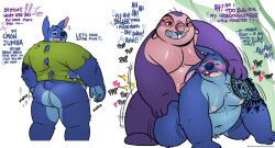 alien anal anthro anthrofied ass belly blue_body blue_fur blush bottomless clothed clothing disney duo english_text fur gay hi_res himbo_stitch jumba_jookiba kamudragon lilo_and_stitch looking_back male male/male male_only male_penetrated male_penetrating male_penetrating_male musclegut navel overweight pecs penetration presenting presenting_hindquarters sex shaking_butt stitch stitch_(lilo_and_stitch) tattoo teasing text torn_clothes