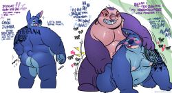 absurd_res alien anal anthro anthrofied ass belly blue_body blue_fur blush disney duo english_text fur gay hi_res himbo_stitch jumba_jookiba kamudragon lilo_and_stitch looking_back male male/male male_only male_penetrated male_penetrating male_penetrating_male musclegut navel nude overweight pecs penetration presenting presenting_hindquarters sex shaking_butt stitch stitch_(lilo_and_stitch) tattoo teasing text