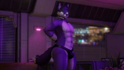 3d_(artwork) absurd_res anthro bjorn_jr blender_(disambiguation) bulge butler canid canine clothing digital_media_(artwork) fox hi_res huge_filesize male male/male mammal muscular pose solo thick_thighs underwear vdezten waiter