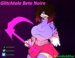 1girls 2022 beambobblox bete_noire big_breasts brown_hair glitchtale looking_at_viewer pink_eyes pink_highlights scythe tagme undertale undertale_(series) undertale_au undertale_fanfiction