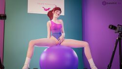 1girls 3d blender d.va dildo dildo_ball exercise exercise_ball exposed_pussy female female_only gym gym_clothes gym_equipment hana_song masturbation overwatch pale-skinned_female pale_skin recording sanmie3d see-through_clothing sex_toy socks solo solo_female vaginal_penetration wet_pussy