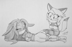 2girls anthro bondage bound commission damsel_in_distress female frefer9 furry furry_only original_character restrained tied_up