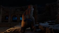 1boy 1girls 3d anal_vore areola ass breasts clothing duo duo_focus female hi_res highres large_ass large_breasts larger_female light-skinned_female light_skin male naked nipples nude nude_female size_difference tagme thick_ass thick_thighs voluptuous vore wide_hips