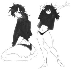femboy feminine_body feminine_male kimetsu_no_yaiba lacy_panties no_sex stretching_arms thick_thighs tomioka_giyuu
