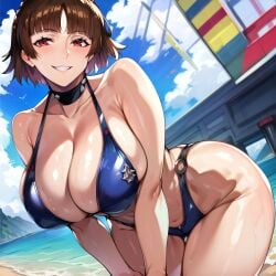 1girls ai_generated alternate_breast_size big_breasts bikini bostin breasts busty curvaceous curvy curvy_body curvy_female curvy_figure female huge_breasts large_breasts makoto_niijima nipples persona_5 sweat sweating sweaty sweaty_body sweaty_breasts swimwear thick_thighs thighs