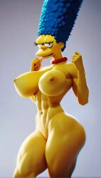 1girls abs ai ai_generated blue_hair breasts looking_at_viewer marge_simpson milf mommy muscular muscular_female naked naked_female nipples nude nude_female red_neckwear standing standing_female the_simpsons