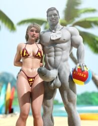 3d ass big_ass big_breasts bikini bizarro blender blonde_hair blue_eyes breasts continuation dc dc_comics imminent_sex injustice_2 kara_danvers kara_zor-el legs looking_pleasured muscular_male rysketches supergirl superman_(series) thick thick_thighs