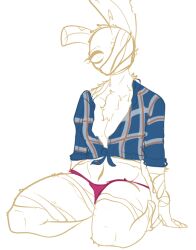 anthro april_marchand_may_(roommates) bandage bandages female female_only five_nights_at_freddy&#039;s flannel flannel_shirt fnaf fur furry half-dressed lagomorph lagomorph_humanoid leporid leporid_humanoid mammal mammal_humanoid one_eye_obstructed one_eye_open panties pink_panties rabbit roommates:motha rule_63 scar scottgames spring_bonnie spring_bonnie_(fnaf) springtrap springtrap_(fnaf)