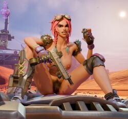 1girls 3d accessories angry_expression armpit_hair blender brite_bomber brite_raider female female_only fortnite hairy_armpits hairy_pussy haziest_mirage holding_weapon nude pubic_hair sitting solo