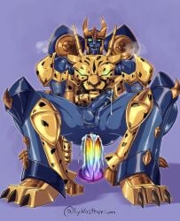 alien alien_boy alien_genitalia alien_humanoid alien_male anal anal_insertion anal_masturbation anal_object_insertion anal_orgasm anal_penetration armor armored_male ass beast_wars big_balls big_dildo catboy cheetah cheetah_ears cheetah_humanoid cheetah_print cheetah_tail cheetor claws cock_out cum cum_in_ass cybertronian dildo dildo_in_ass freckles_on_ass freckles_on_face green_eyes lykostherium male_only maximal muscular_thighs panting penis penis_out precum precum_drip rainbow_dildo robot robot_boy robot_genitalia robot_humanoid sitting transformers veiny_penis