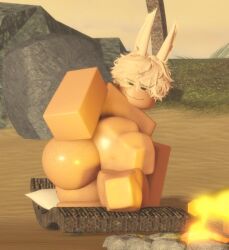 3d aro ass_focus ass_grab beach beach_background big_ass black_eyes black_hair blacked blonde_hair brat bunny_ears campfire fat_ass femboy good_comforter hand_on_hip inviting_to_sex public public_nudity roblox roblox_avatar robloxian shortstack showing_ass showing_off sissy smug smug_face smug_grin submissive_male tan_body tan_skin tease teasing_viewer voluptuous_male