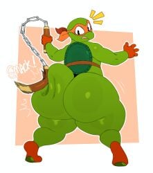 1boy ass ass_focus ass_smack ass_squish big_ass black_eyes bubble_ass bubble_butt edit edited exclamation_point fat_ass fat_butt femboy green_body huge_ass huge_butt large_ass large_butt male male_only michelangelo nickelodeon nunchucks reptile scalie sssonic2 teenage_mutant_ninja_turtles thick_ass thick_butt turtle