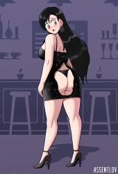 1girls ass assentlov big_ass black_dress black_hair black_thong dress exposed_ass female final_fantasy final_fantasy_vii ripped_clothing thong tifa_lockhart torn_clothes torn_clothing torn_open_bottoms very_long_hair