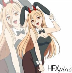 bunnysuit chainsaw_man cosplay devil_horns hfxpins power_(chainsaw_man) sharp_teeth