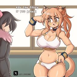 big_breasts breasts cleavage female furry goya_(lucyfercomic) huge_breasts lucyfercomic original roy_(lucyfercomic) tagme thick_thighs wide_hips