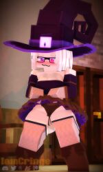 1girls 3d big_breasts clothed_female female female_only fishnet_armwear fishnet_stockings glasses horny_female iamcringe inviting_to_sex melanie_thompson_(melinajbt) mine-imator minecraft outside purple_eyes solo solo_female tagme wet_pussy white_hair witch