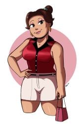 clothed_female disney helen_lee milf pixar stewsspicyblog turning_red white_shorts