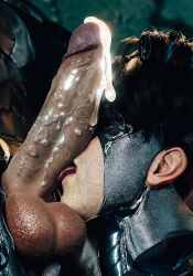 2boys 3d bara batman batman_(bruce_wayne) batman_(series) big_penis blowjob bruce_wayne close-up cock cock_worship cum cum_drip cum_leaking cumming dc dc_comics dick_grayson dilf ejaculation erect_penis erection gay gay_domination gay_sex huge_cock kneeling large_penis licking licking_penis male male/male male_only muscular muscular_male nightwing oral oral_sex outdoors outside penis realistic standing tongue tongue_out veiny_penis xerbio yaoi