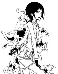 1boy black_gloves black_hair cats femboy girly gloves male_only medium_hair nkbt short_shorts shorts tagme touken_ranbu yagen_toushirou