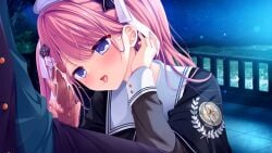 1boy 1girl black_cape black_jacket black_pants blue_eyes buttons cape censored cum cum_on_body cum_on_penis da_capo da_capo_v fellatio flower forest gakuran game_asset grabbing_another's_penis green_shirt hair_flower hair_ornament half-closed_eyes highres jacket licking licking_penis long_hair long_sleeves looking_at_penis mosaic_censoring nature night non-web_source official_art open_mouth oral outdoors pants penis pink_hair post_and_rail_fence sailor_collar school_uniform shirakawa_aika shirt sidelocks sitting sleeve_cuffs striped_clothes tanihara_natsuki tongue tongue_out tucking_hair twintails visual_novel_cg white_sailor_collar