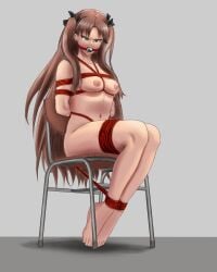 1girls 2026 2d arms_behind_back arms_tied_behind_back ball_gag bondage bound bound_ankles bound_arms bound_female bound_legs breast_squeeze brown_hair brown_hair_female chaosblastx completely_nude completely_nude_female fate_(series) full_body gag gagged gagged_female hi_res light-skinned_female light_skin long_hair long_hair_female looking_down nude nude_female rope rope_between_breasts rope_bondage simple_background sitting sitting_on_chair solo tied_ankles tied_arms tied_legs tied_to_chair tohsaka_rin twintails white_background