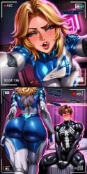 2_panel_comic ai ai-created ai_art ai_assisted ai_generated blonde blonde-haired_female blonde_female blonde_hair blonde_hair_female blue_eyes blue_eyes_female brown_hair brown_hair_male clothed clothed_female clothed_male clothing english english_text female invisible_woman invisible_woman_(marvel_rivals) light-skinned_female light-skinned_male light_skin male male/female marvel marvel_comics marvel_rivals peter_parker recording recording_video renz3n spider-man spider-man_(marvel_rivals) straight sue_storm symbiote symbiote_suit text tongue