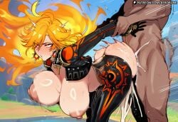 1boy 1boy1girl 1girl 1girl1boy 1girls ahe_gao ahegao ahegao_face ai_generated areolae arm_grab ass bent_over blonde_hair blush blush_lines blushing bouncing_breasts breasts breasts_out butt creampie cum cum_in_pussy cum_inside cum_overflow excessive_cum eyes_rolling_back female female/male female_focus fucked_from_behind genshin_impact gigantic_breasts grabbing grabbing_from_behind hetero hoyoverse huge_breasts kerorumi large_breasts male/female mature_female mavuika_(genshin_impact) mihoyo multicolored_hair nipples patreon patreon_link patreon_logo patreon_url patreon_username red_eyes red_hair rolling_eyes rough_sex sex sex_from_behind sexy shiny_skin straight sweat sweatdrop sweating sweaty sweaty_body sweaty_breasts yellow_eyes yellow_hair