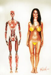 1girls 2019 actress big_breasts bikini black_hair breasts celebrity cleavage female large_breasts nipple_bulge real_person salma_hayek solo traditional_media_(artwork) woodywelch