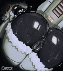 1girl 1girls 2d anus ass ass_focus asshole black_background black_body dark_background doll_joints fur hearts kabiwuz large_ass large_breasts monster_girl moth_girl oc panties perspective puffy_pussy pussy pussy_juice red_eyes ripped_clothing robot robot_girl robot_joints shiny_ass shiny_skin sweat vagina wet wet_body wet_pussy white_body white_hair