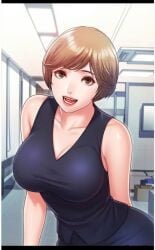 bob_cut cleavage fair_skin looking_at_viewer pornwha short_hair sleeveless