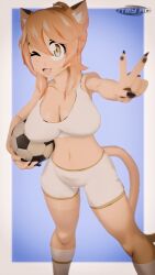 big_breasts breasts cleavage female furry goya_(lucyfercomic) huge_breasts thick_thighs warmcube3d wide_hips
