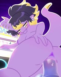 anthro anthro_only anthro_penetrated breasts breasts_out dreamflowerbunny fully_naked fully_nude furry furry_female furry_only longer_than_10_seconds low-angle_view music naked naked_female nightshiftnyx nude nude_female penetration purple_body riding riding_dildo sound tagme video