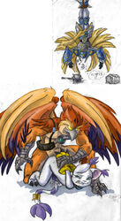 1girls 2008 2boys angry arm_grab armor bondage cage claws collar color crest_of_hope crests_(digimon) digimon feathers female gatomon mace male misterd multi_wing phoenix rape restrained rough seraphimon size_difference upside-down vaginal_penetration wet wings